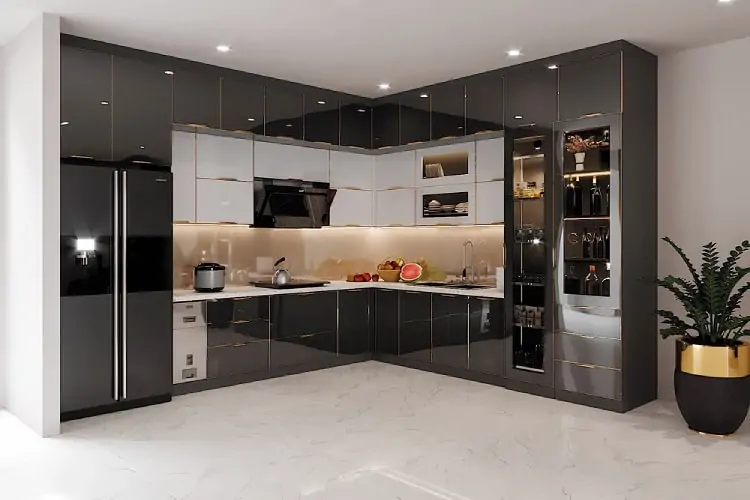 Hệ Tủ Bếp Nhôm Kính - Mẫu 02